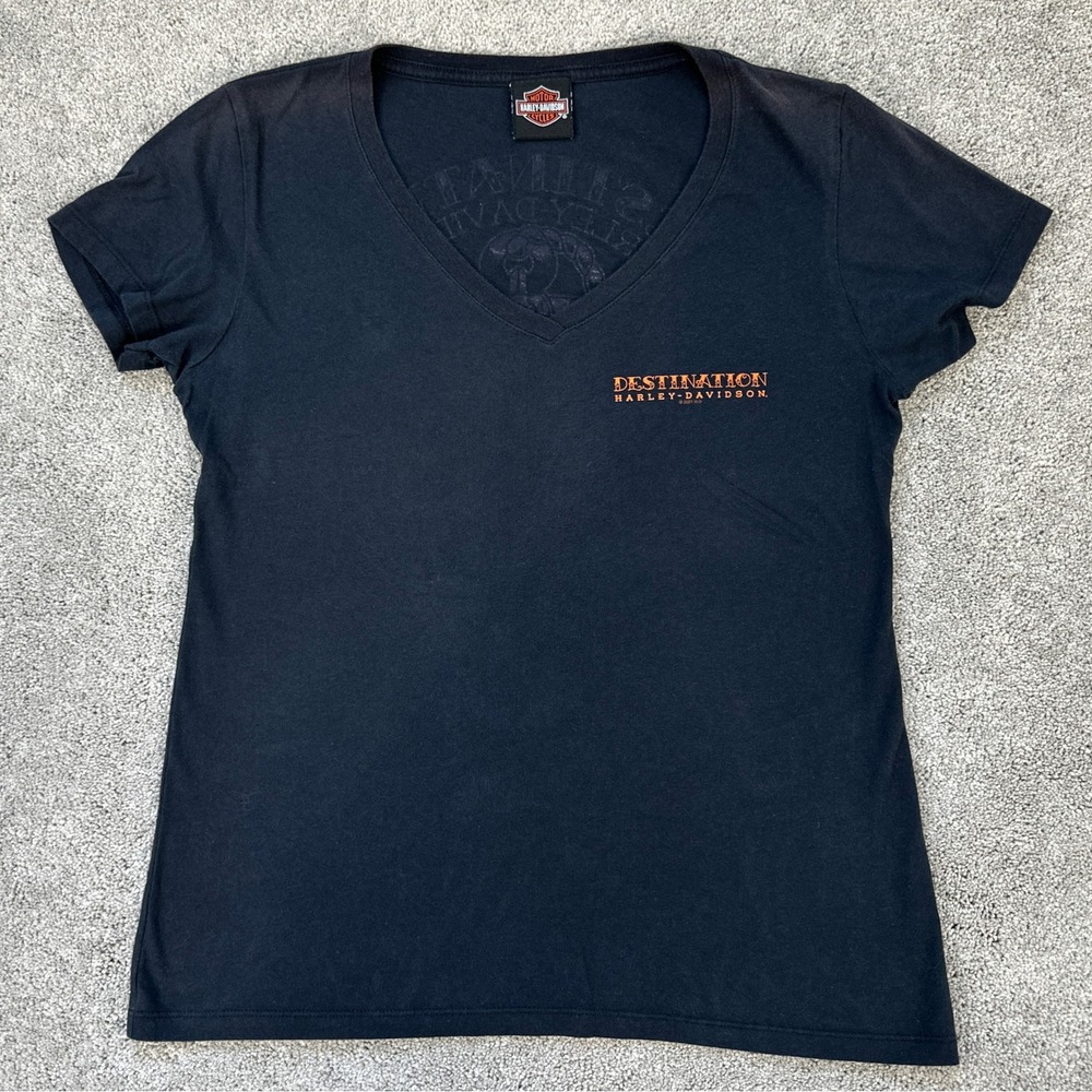 Harley-Davidson Destination Tacoma Silverdale WA Women's V-Neck Tee Black